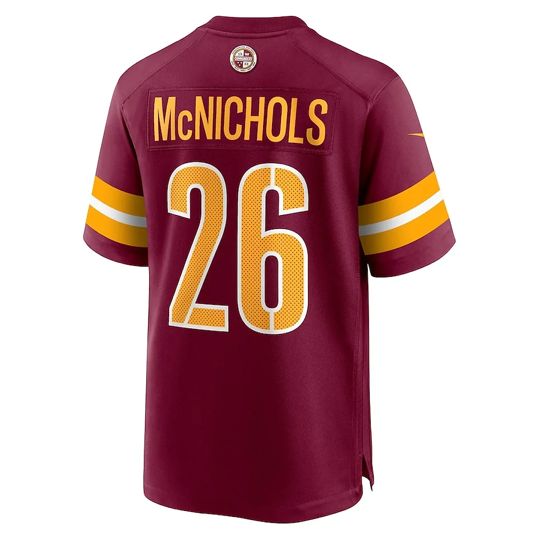 Zennovawear Jeremy McNichols 26 Washington Commanders Game Men Jersey - Burgundy