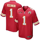 Zennovawear Jerick McKinnon 1 Kansas City Chiefs AFC Champions Patch Game Men Jersey - Red