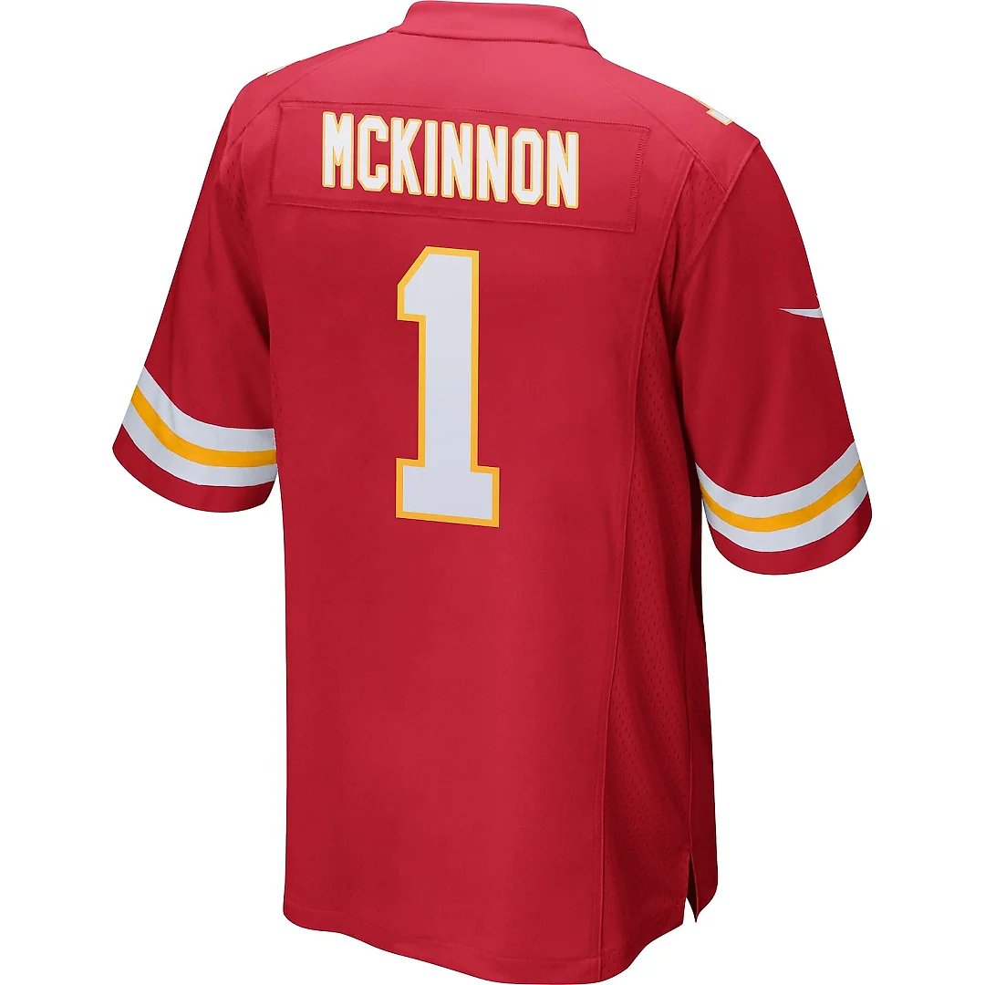 Zennovawear Jerick McKinnon 1 Kansas City Chiefs AFC Champions Patch Game Men Jersey - Red
