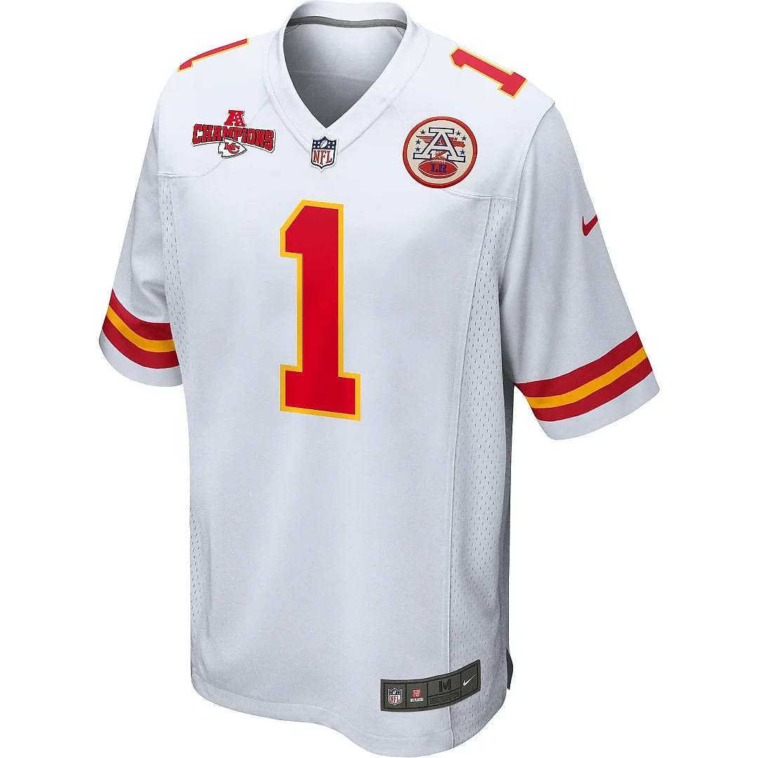 Zennovawear Jerick McKinnon 1 Kansas City Chiefs AFC Champions Patch Game Men Jersey - White