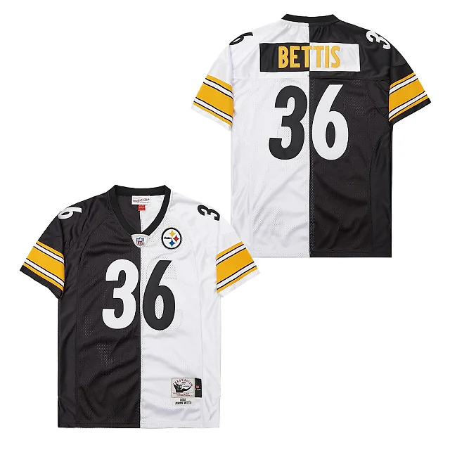 Zennovawear Jerome Bettis 36 Pittsburgh Steelers Two-Toned Retro Throwback Men Jersey - Black/White