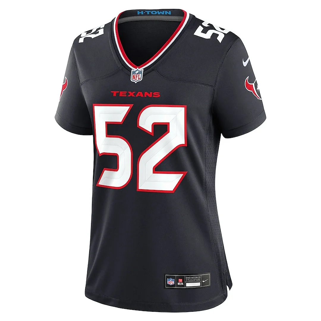Zennovawear Jerry Hughes 52 Houston Texans Women's Team Game Jersey - Navy