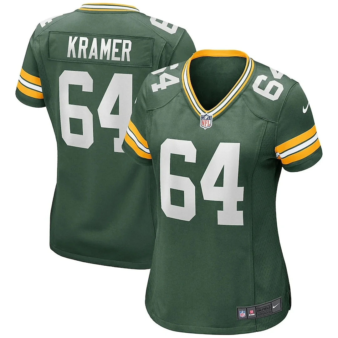Zennovawear Jerry Kramer 64 Green Bay Packers Women Game Retired Jersey - Green