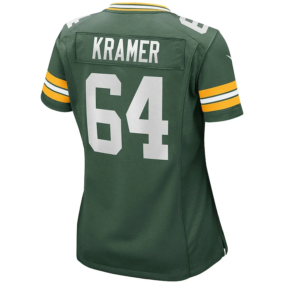 Zennovawear Jerry Kramer 64 Green Bay Packers Women Game Retired Jersey - Green