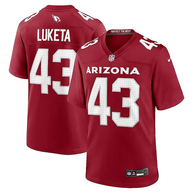 Zennovawear Jesse Luketa 43 Arizona Cardinals Team Game Men Jersey - Cardinal
