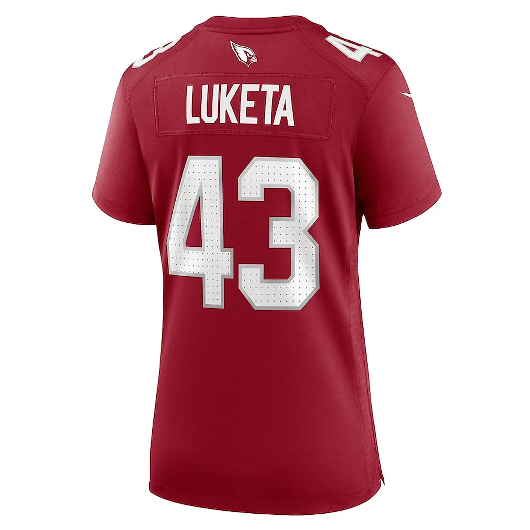 Zennovawear Jesse Luketa 43 Arizona Cardinals Women's Game Jersey - Cardinal
