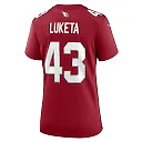 Zennovawear Jesse Luketa 43 Arizona Cardinals Women's Game Jersey - Cardinal