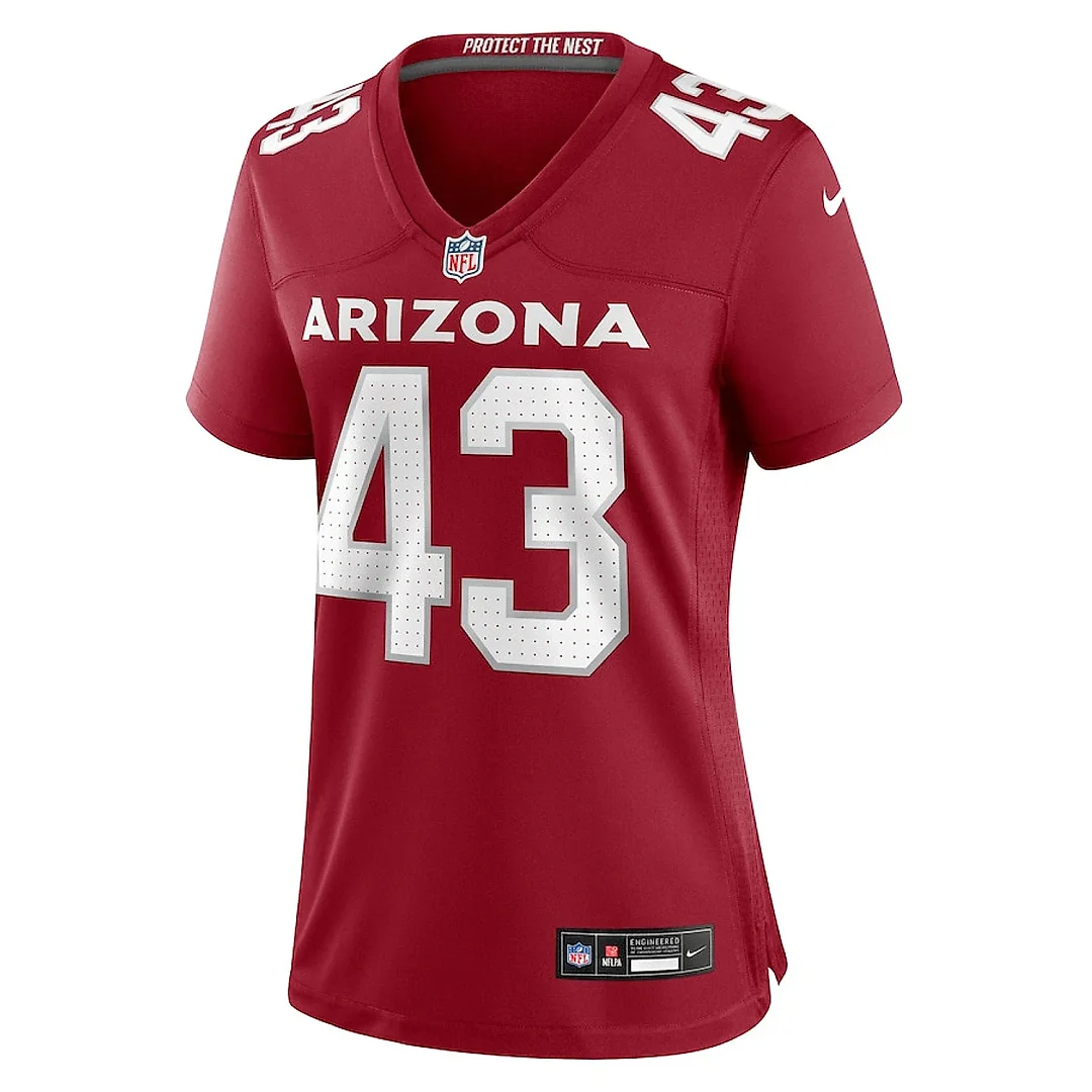Zennovawear Jesse Luketa 43 Arizona Cardinals Women's Game Jersey - Cardinal