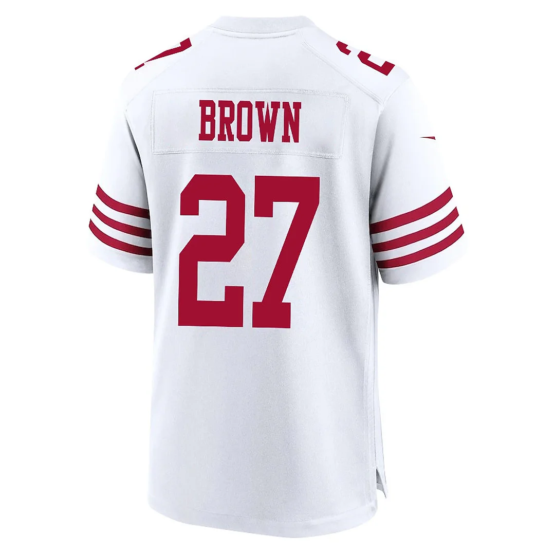 Zennovawear Ji'Ayir Brown 27 San Francisco 49ers NFC Champions Patch Game Men Jersey - White