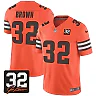 Zennovawear Jim Brown 32 Cleveland Browns Jim Brown Memorial Patch Game Men Jersey - Orange