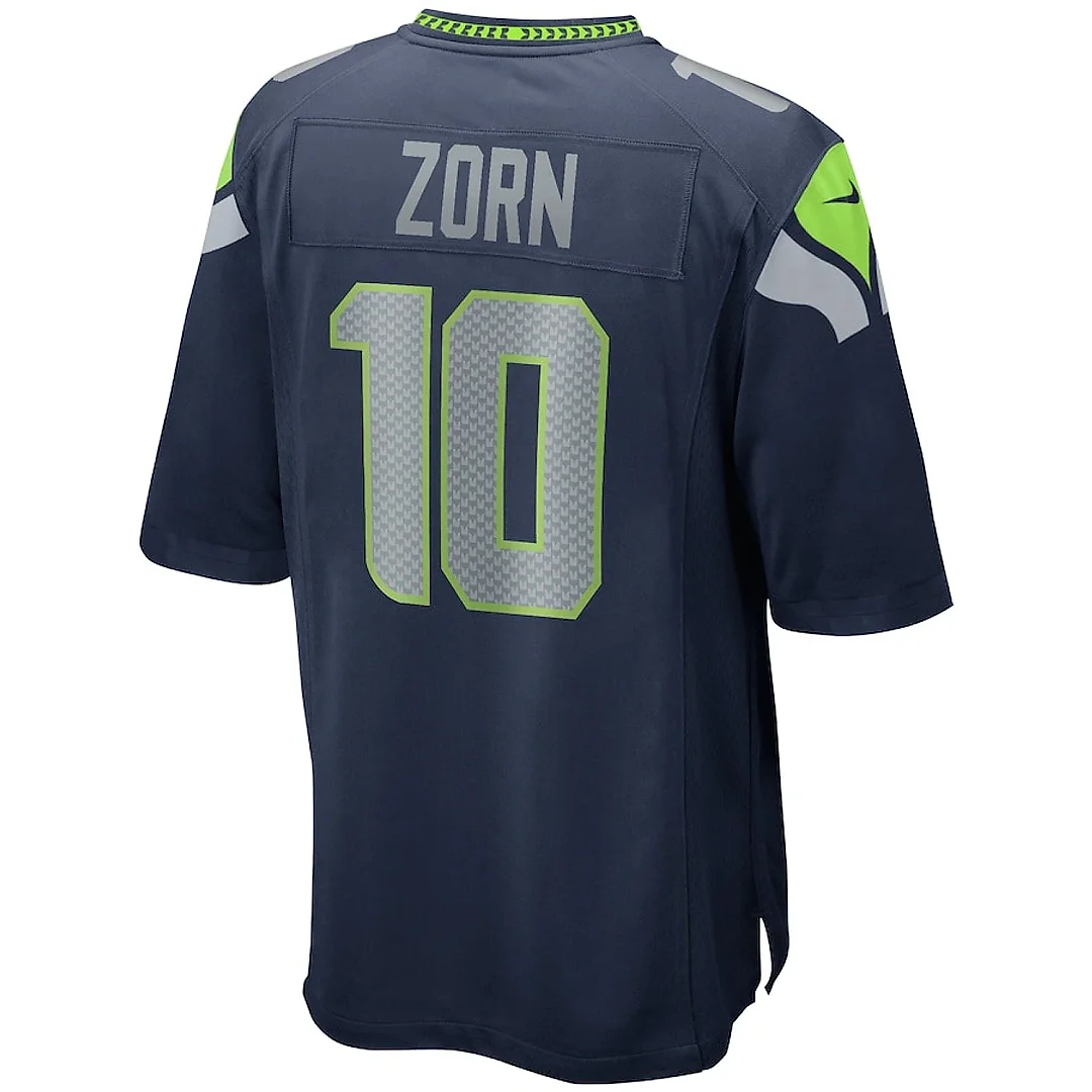 Zennovawear Jim Zorn 10 Seattle Seahawks Men Game Retired Jersey - College Navy