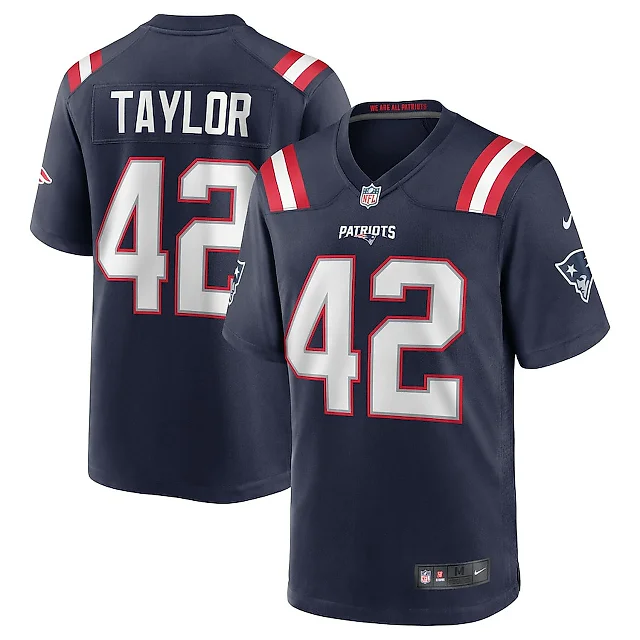 Zennovawear J.J. Taylor 42 New England Patriots Men Team Game Jersey - Navy