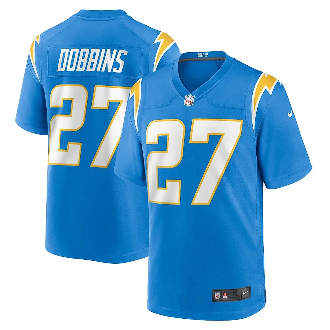 Zennovawear J.K. Dobbins 27 Los Angeles Chargers Team Game Men Jersey - Powder Blue