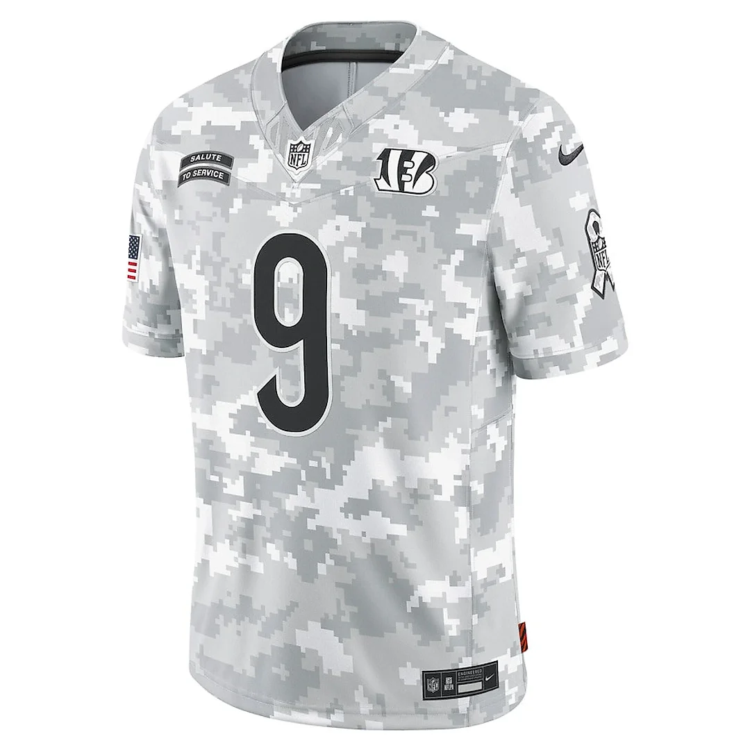 Zennovawear Joe Burrow 9 Cincinnati Bengals 2024 Salute to Service Limited Men Jersey - Arctic Camo