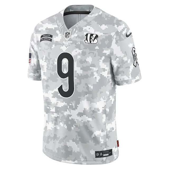 Zennovawear Joe Burrow 9 Cincinnati Bengals 2024 Salute to Service Limited Men Jersey - Arctic Camo
