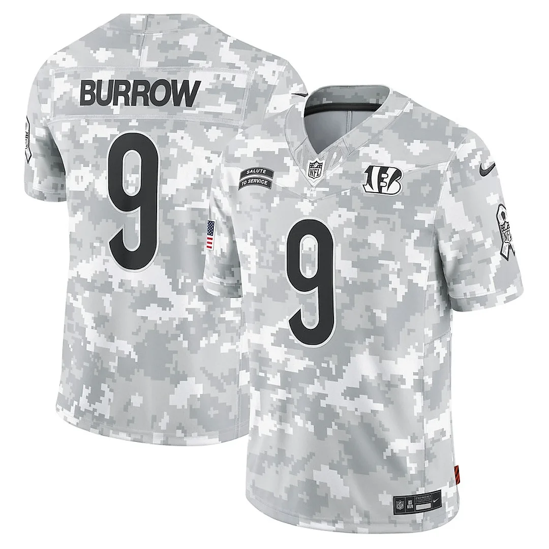 Zennovawear Joe Burrow 9 Cincinnati Bengals 2024 Salute to Service Limited Men Jersey - Arctic Camo