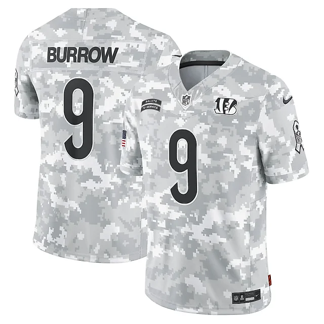 Zennovawear Joe Burrow 9 Cincinnati Bengals 2024 Salute to Service Limited Men Jersey - Arctic Camo