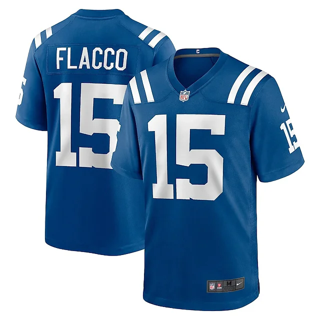 Zennovawear Joe Flacco 15 Indianapolis Colts Game Men Jersey - Royal