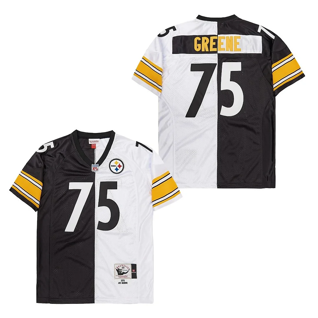 Zennovawear Joe Greene 75 Pittsburgh Steelers Two-Toned Retro Throwback Men Jersey - Black/White