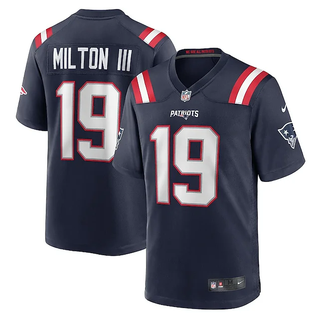 Zennovawear Joe Milton III 19 New England Patriots Game Men Jersey - Navy