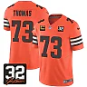Zennovawear Joe Thomas 73 Cleveland Browns Jim Brown Memorial Patch Game Men Jersey - Orange