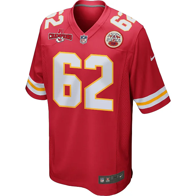 Zennovawear Joe Thuney 62 Kansas City Chiefs AFC Champions Patch Game Men Jersey - Red