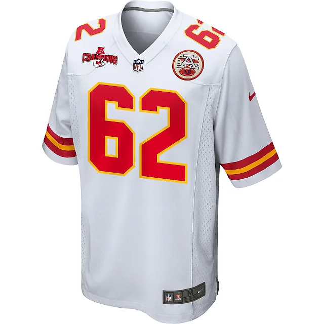 Zennovawear Joe Thuney 62 Kansas City Chiefs AFC Champions Patch Game Men Jersey - White