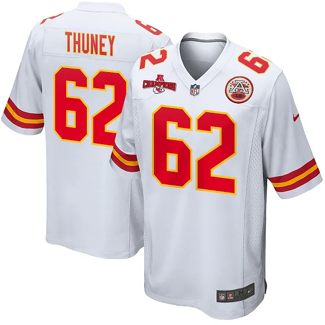 Zennovawear Joe Thuney 62 Kansas City Chiefs AFC Champions Patch Game Men Jersey - White