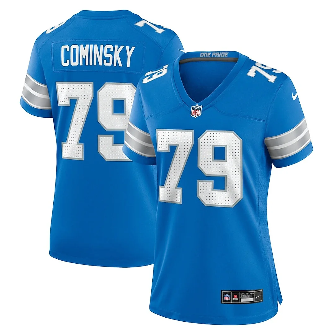 Zennovawear John Cominsky 79 Detroit Lions Women's Team Game Jersey - Blue