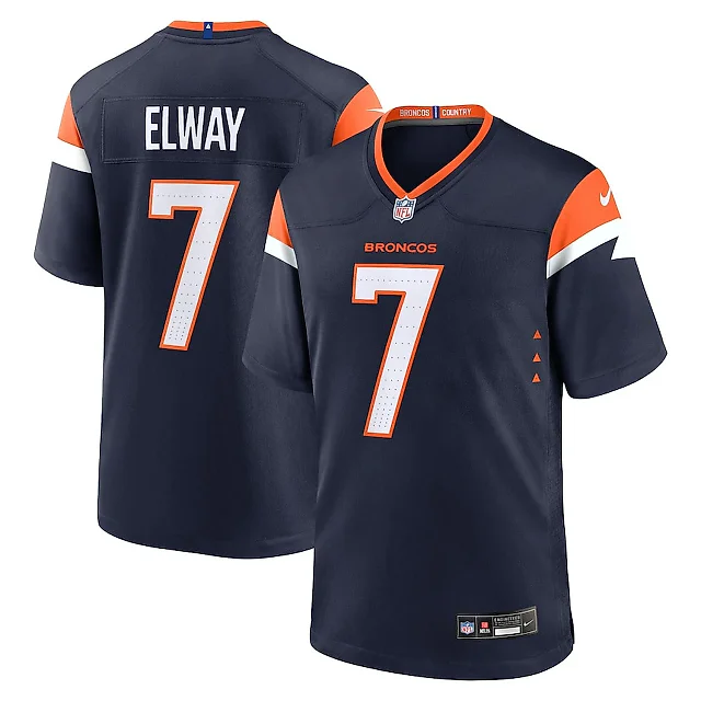 Zennovawear John Elway 7 Denver Broncos Alternate Game Retired Men Jersey - Navy