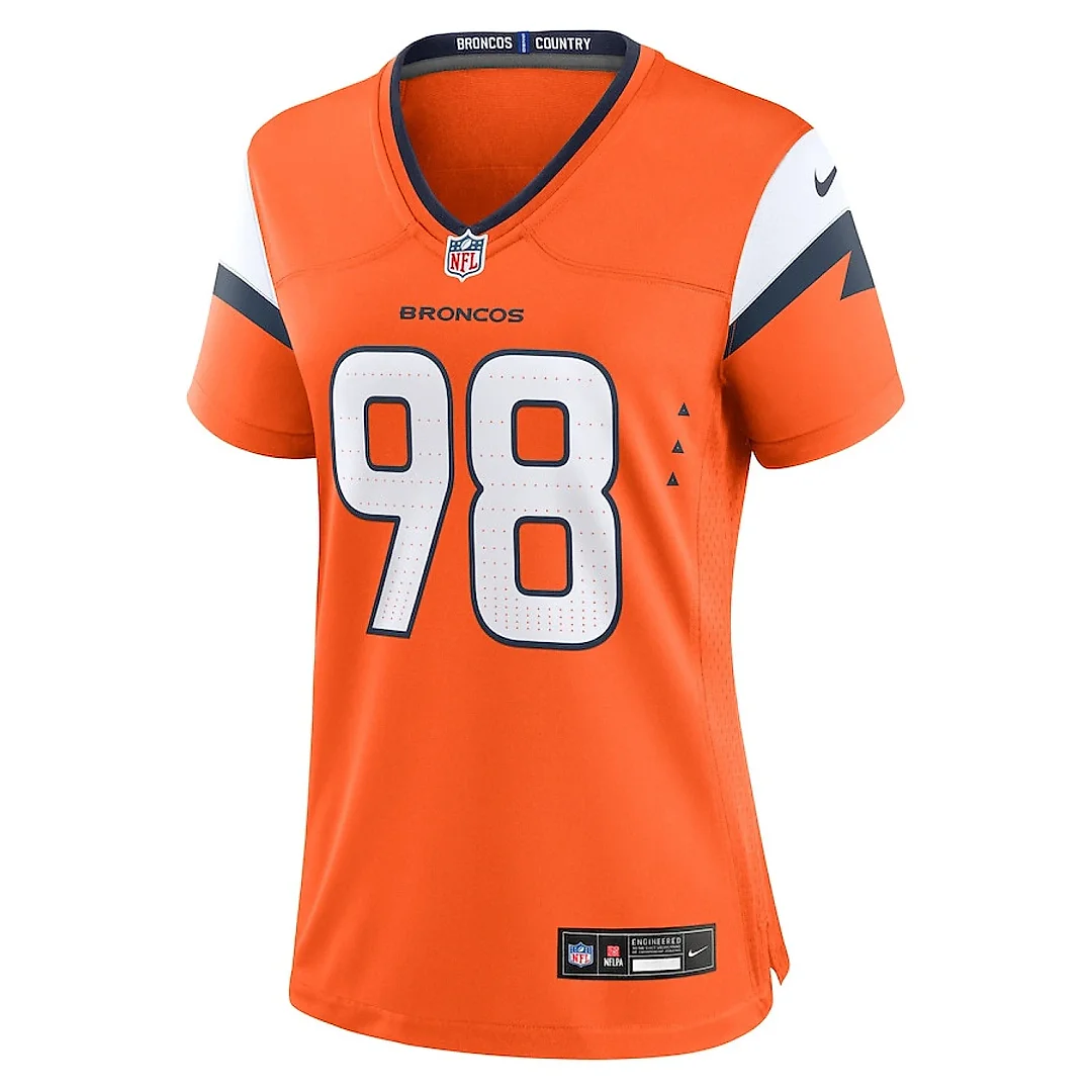 Zennovawear John Franklin-Myers 98 Denver Broncos Women's Team Game Jersey - Orange
