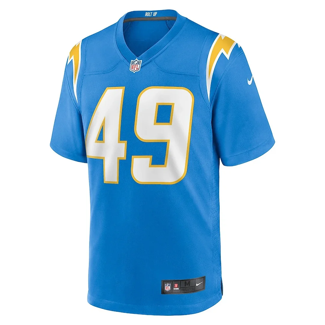 Zennovawear John Kelly Jr. 49 Los Angeles Chargers Team Game Men Jersey - Powder Blue