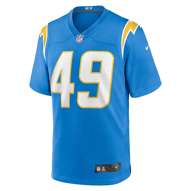 Zennovawear John Kelly Jr. 49 Los Angeles Chargers Team Game Men Jersey - Powder Blue