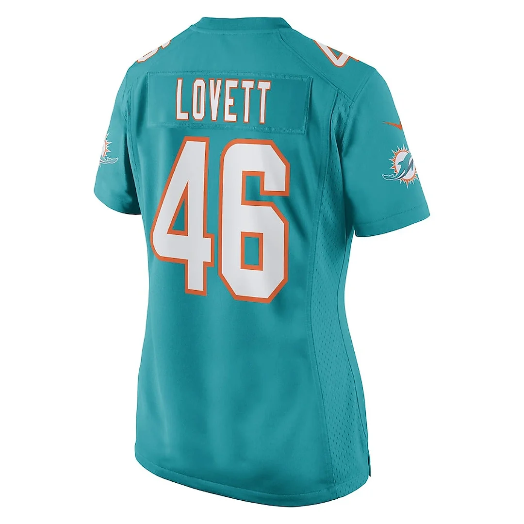 Zennovawear John Lovett 46 Miami Dolphins Women Game Jersey - Aqua