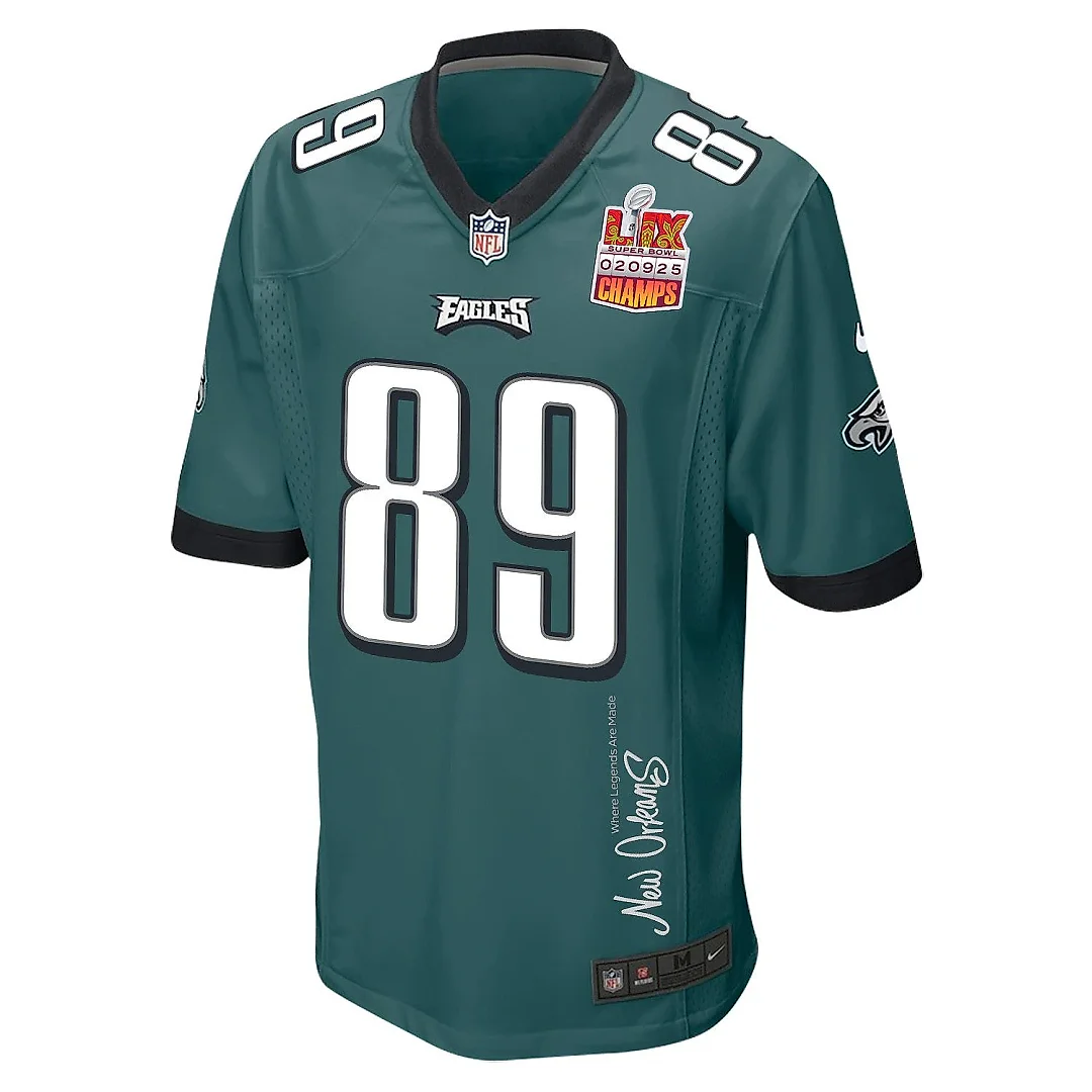 Zennovawear Johnny Wilson 89 Philadelphia Eagles Super Bowl LIX Champions Patch 'New Orleans - Where Legends Are Made' EMBROIDERED Game Men Jersey...
