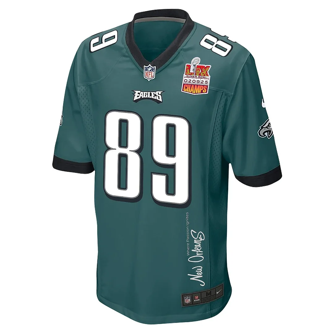 Zennovawear Johnny Wilson 89 Philadelphia Eagles Super Bowl LIX Champions Patch 'New Orleans - Where Passion Ignites' EMBROIDERED Game Men Jersey...