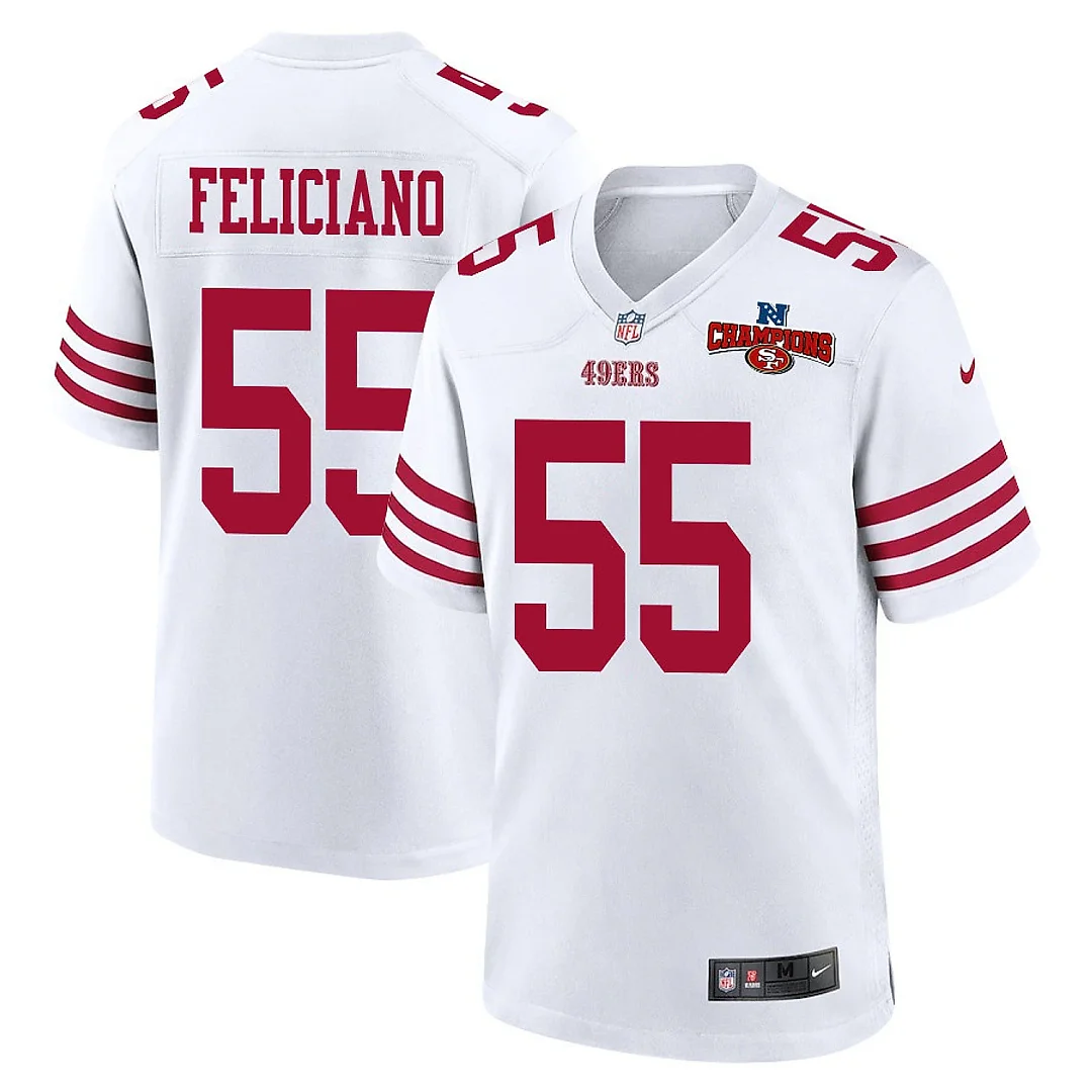 Zennovawear Jon Feliciano 55 San Francisco 49ers NFC Champions Patch Game Men Jersey - White