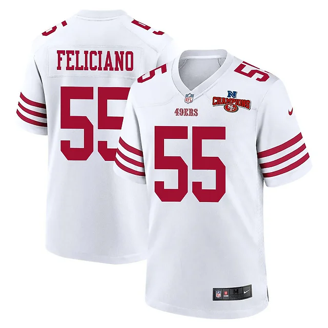Zennovawear Jon Feliciano 55 San Francisco 49ers NFC Champions Patch Game Men Jersey - White