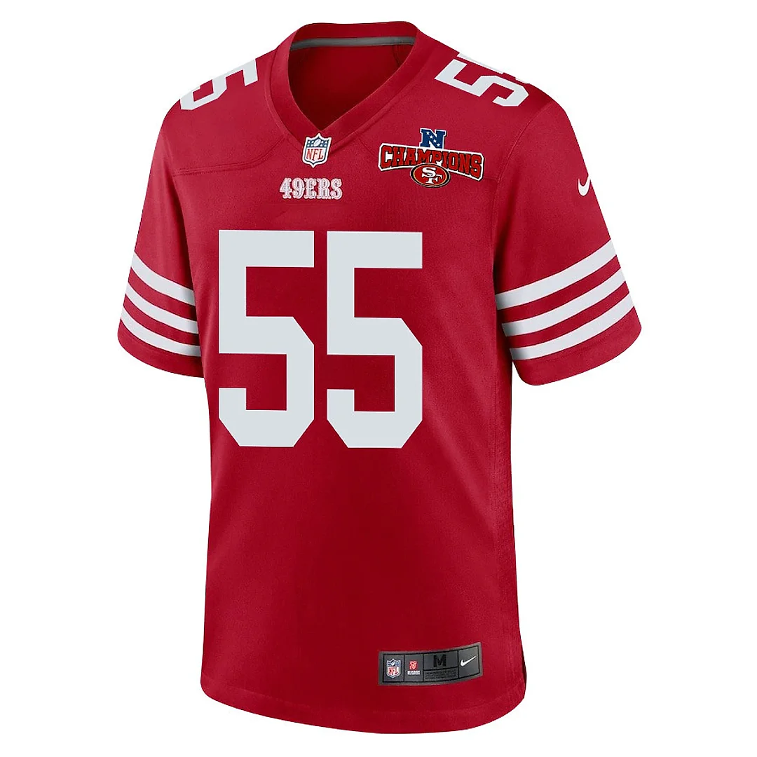 Zennovawear Jon Feliciano 55 San Francisco 49ers NFC Champions Patch Game Men Jersey - Scarlet