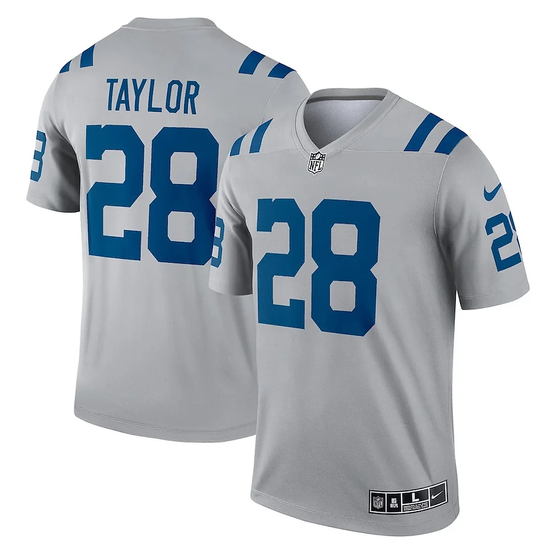 Zennovawear Jonathan Taylor 28 Indianapolis Colts Men Inverted Legend Jersey - Gray
