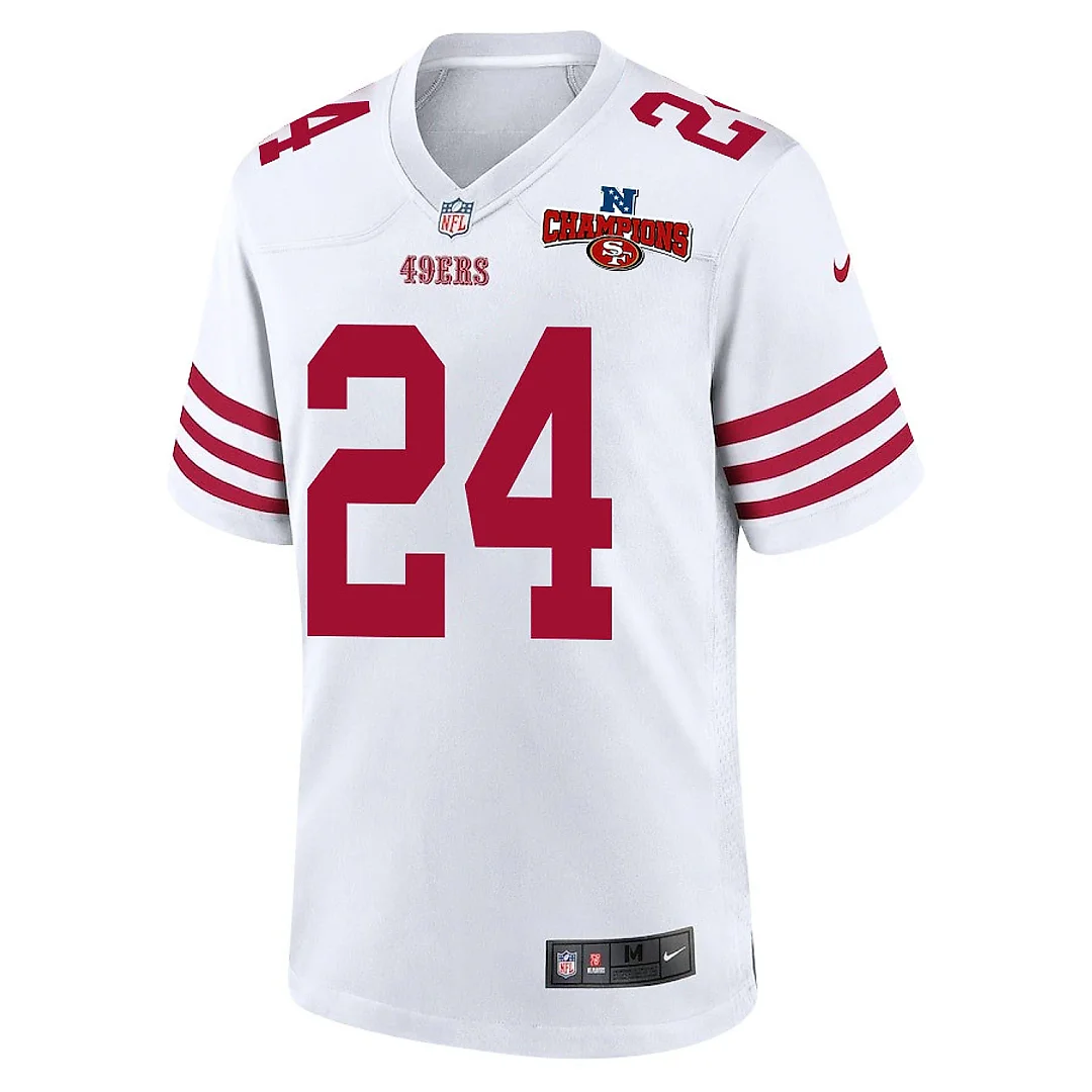 Zennovawear Jordan Mason 24 San Francisco 49ers NFC Champions Patch Game Men Jersey - White