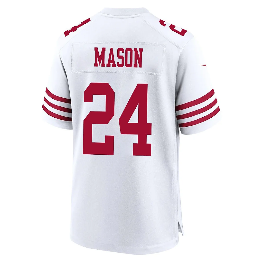 Zennovawear Jordan Mason 24 San Francisco 49ers NFC Champions Patch Game Men Jersey - White