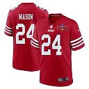 Zennovawear Jordan Mason 24 San Francisco 49ers NFC Champions Patch Game Men Jersey - Scarlet