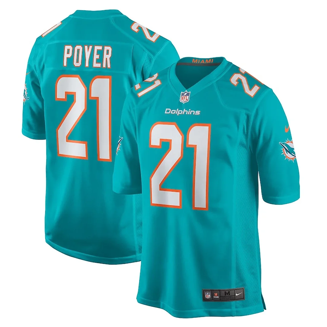 Zennovawear Jordan Poyer 21 Miami Dolphins Game Men Jersey - Aqua