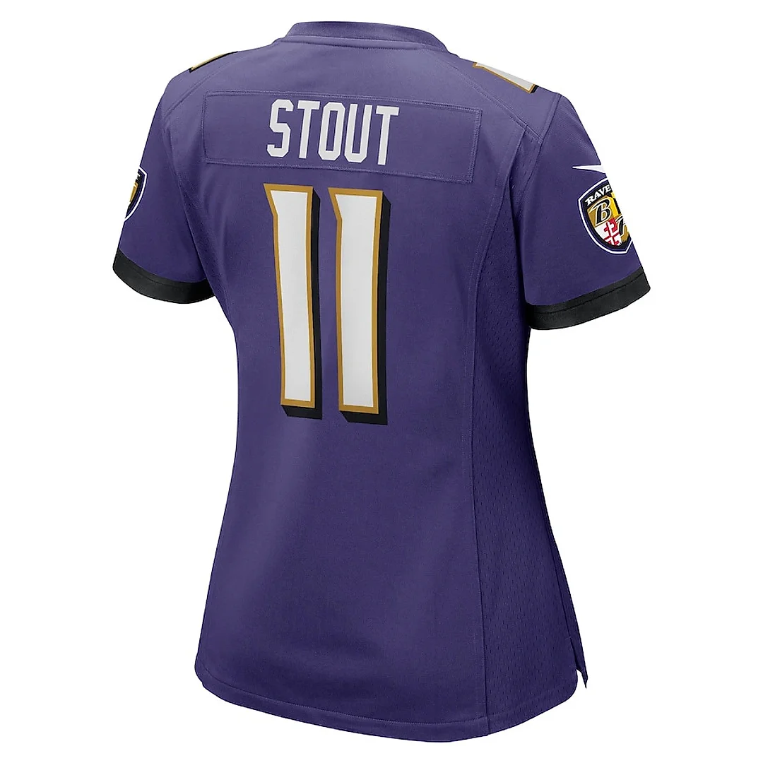 Zennovawear Jordan Stout 11 Baltimore Ravens Women's Game Jersey - Purple