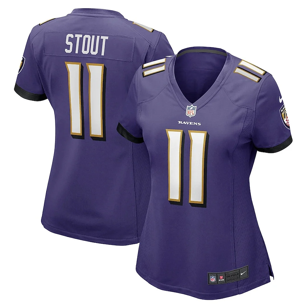 Zennovawear Jordan Stout 11 Baltimore Ravens Women's Game Jersey - Purple