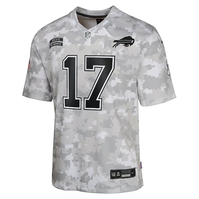 Zennovawear Josh Allen 17 Buffalo Bills 2024 Salute to Service Game YOUTH Jersey - Arctic Camo