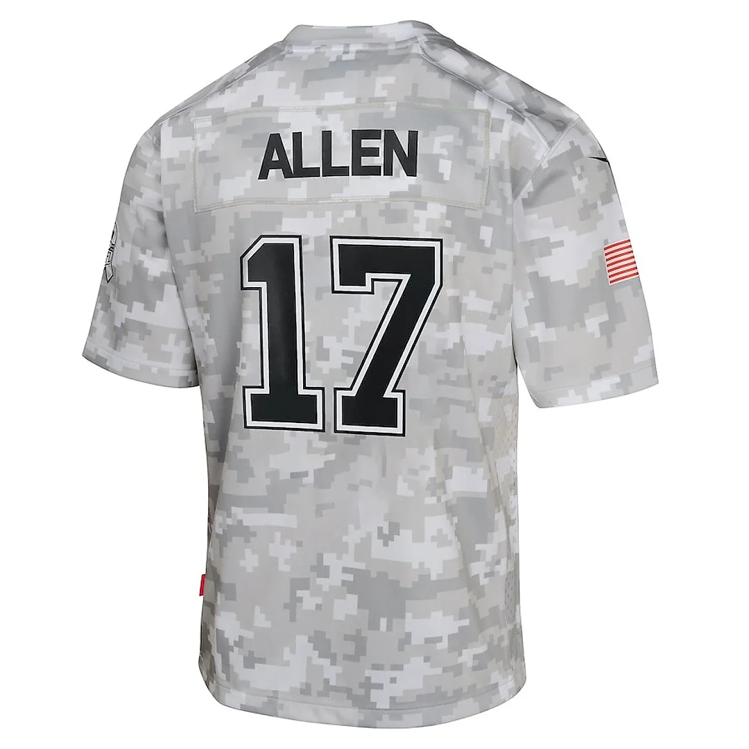 Zennovawear Josh Allen 17 Buffalo Bills 2024 Salute to Service Game YOUTH Jersey - Arctic Camo
