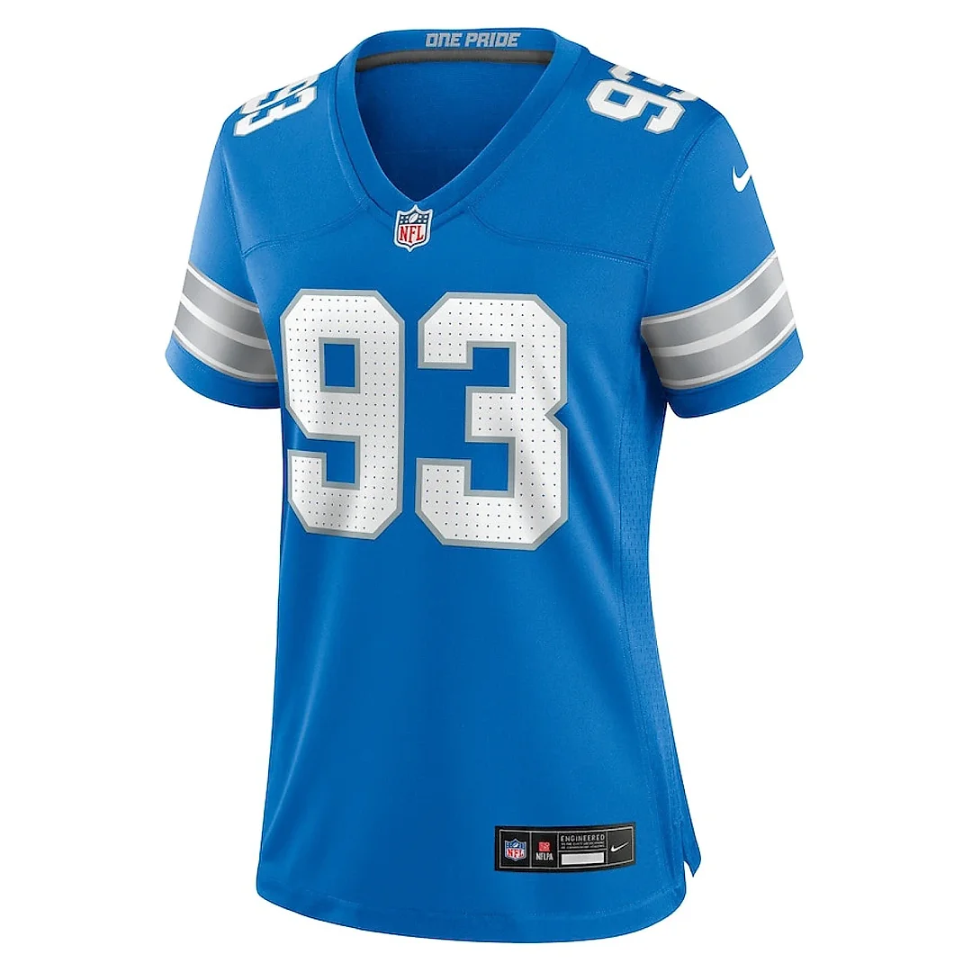Zennovawear Josh Paschal 93 Detroit Lions Women's Team Game Jersey - Blue