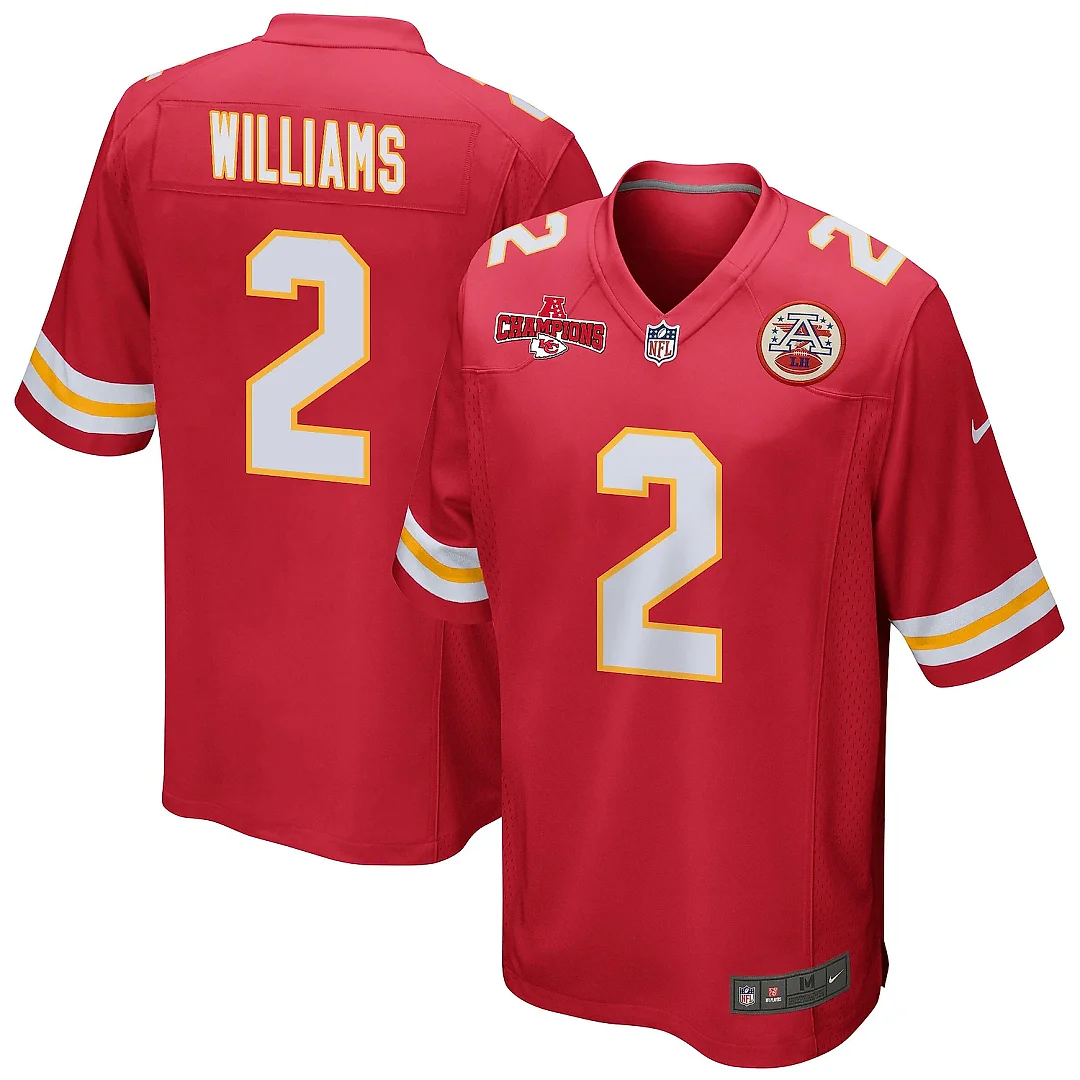 Zennovawear Joshua Williams 2 Kansas City Chiefs AFC Champions Patch Game Men Jersey - Red